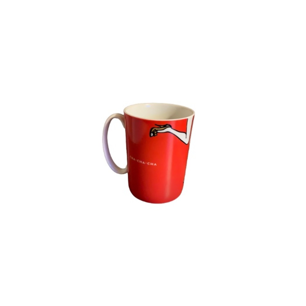 Kate Spade “Cha Cha Cha” Red and White Legs Ceramic Mug